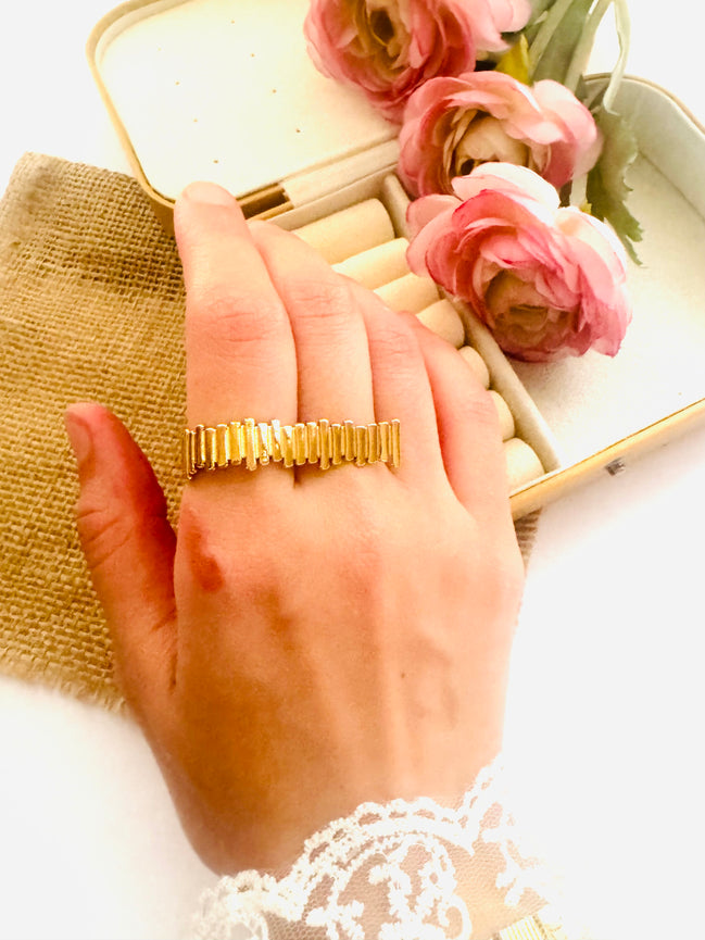 Trendy ruler ring free size