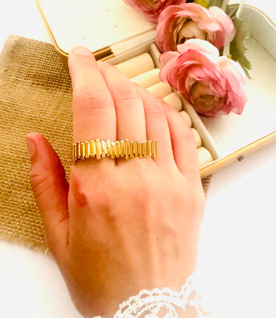 Trendy ruler ring free size