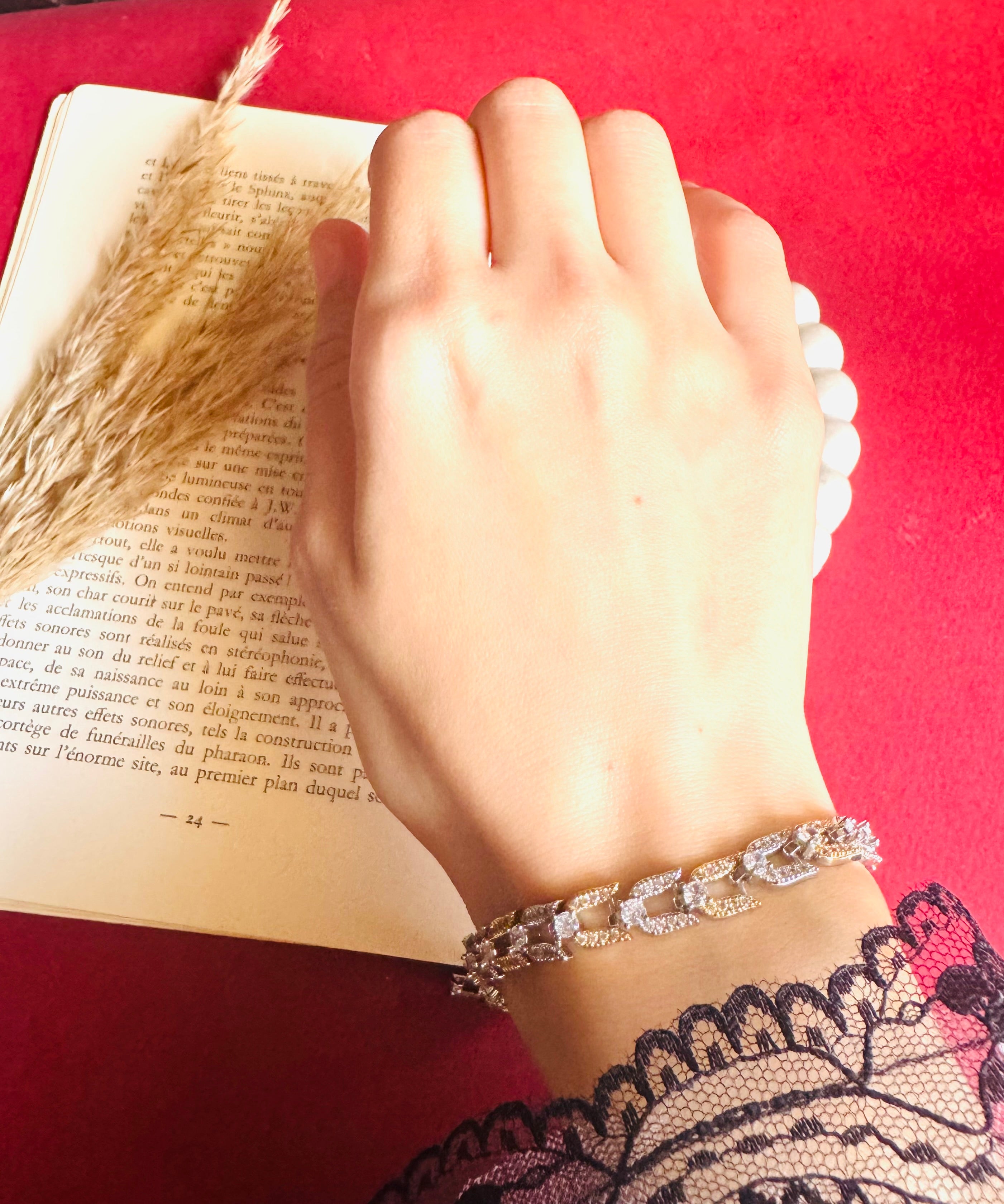 Mix gold & silver zircon bracelet