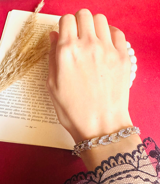 Mix gold & silver zircon bracelet