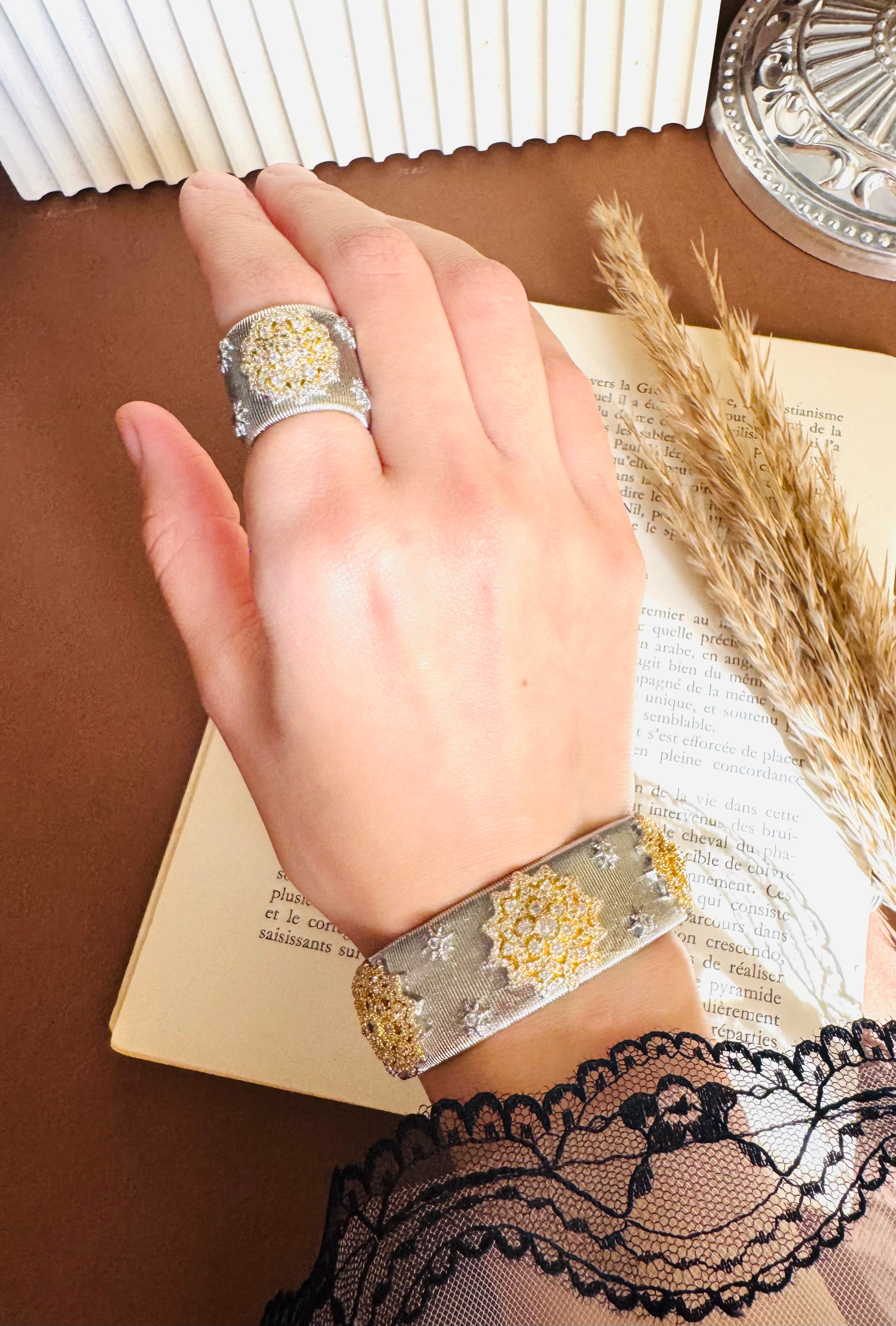 Unique silver set (bangle& ring )