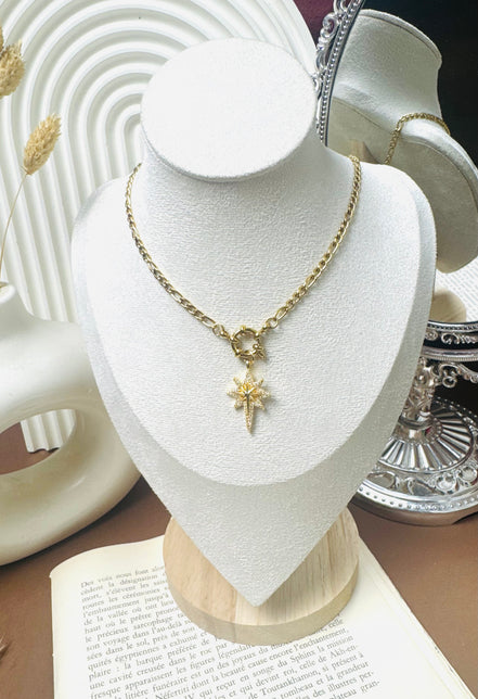 Star zircon long necklace