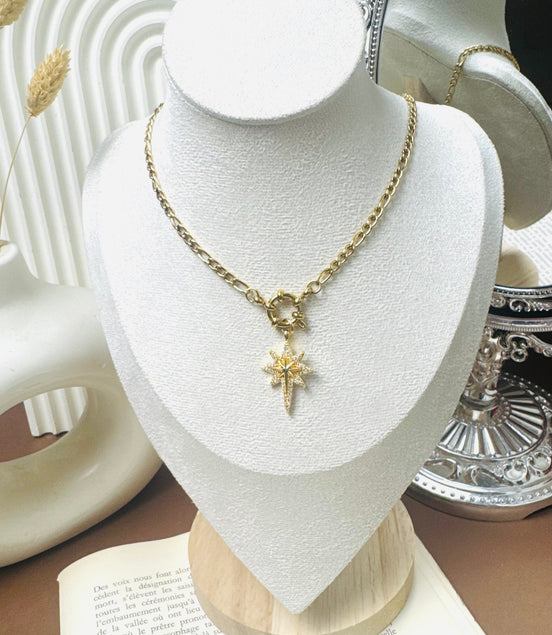Star zircon long necklace