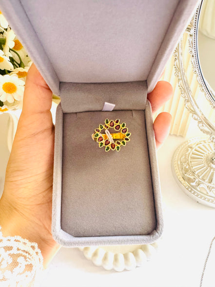 Red zircon ring