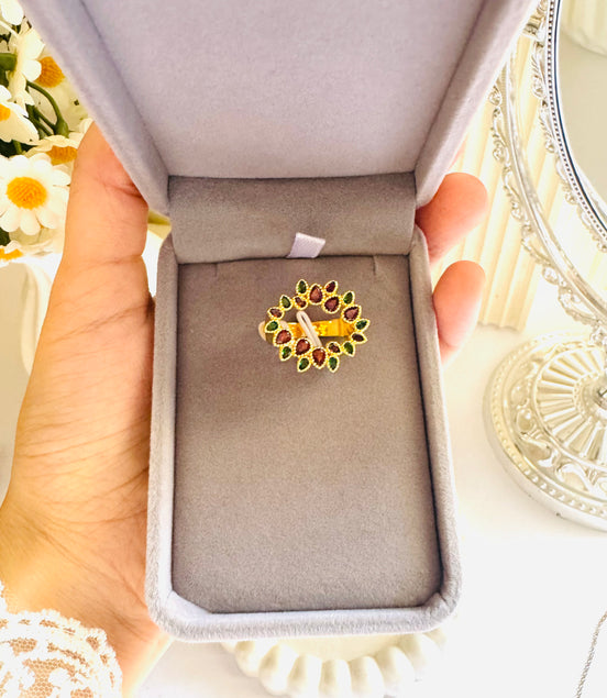 Red zircon ring