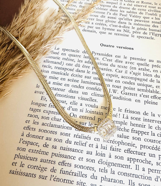 Square zircon necklace
