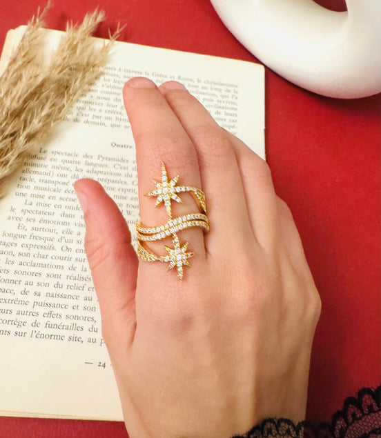 2 star zircon ring ( free size )