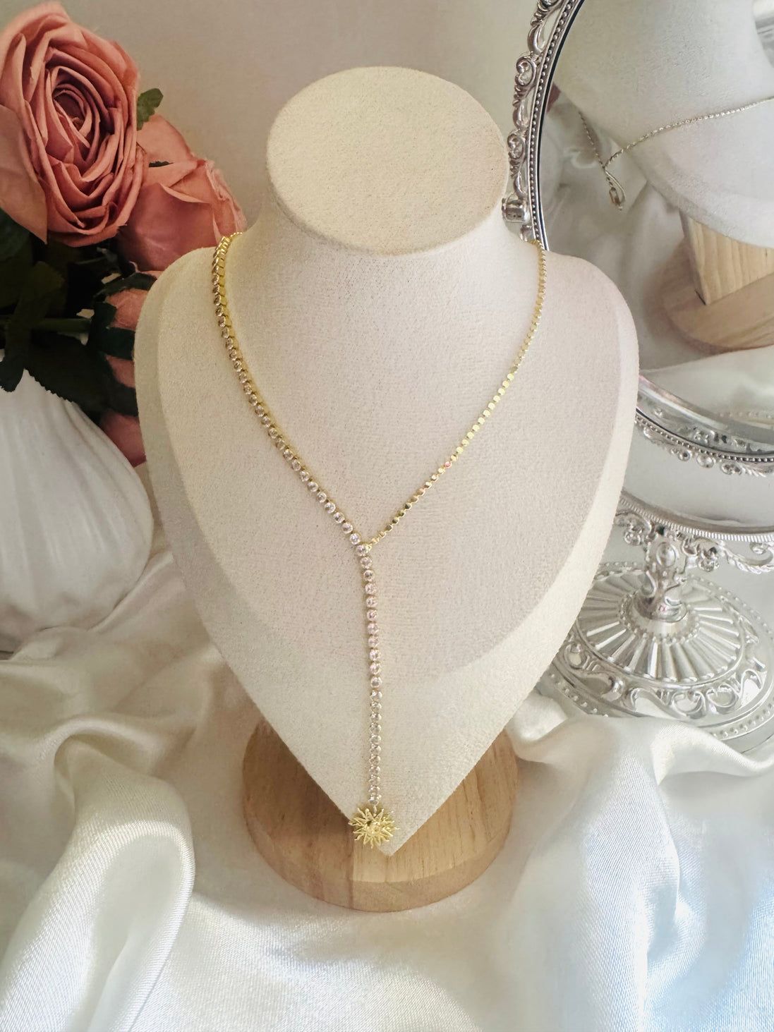 Long star tennis necklace