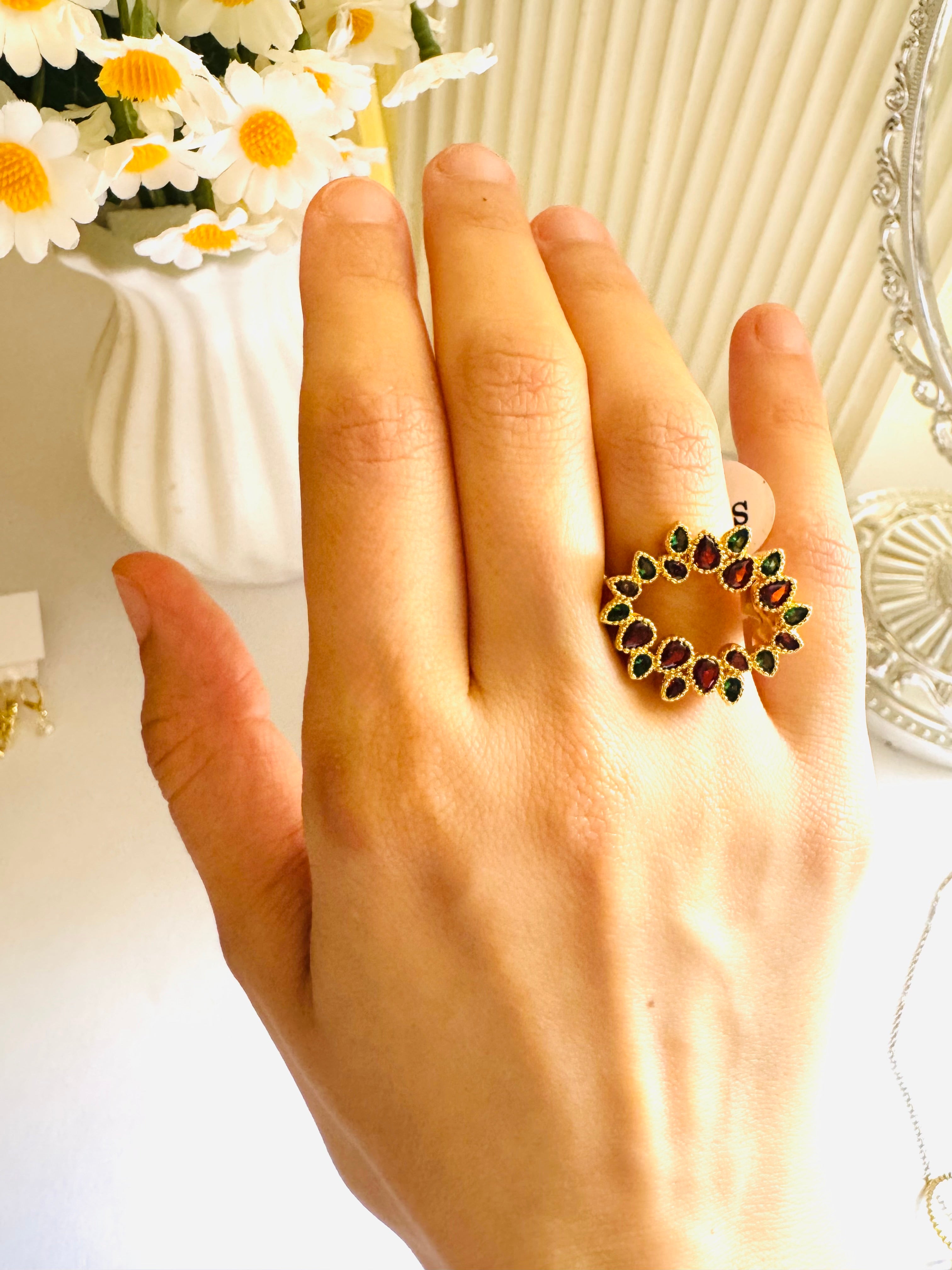 Red zircon ring