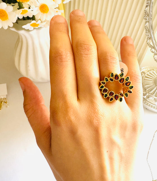 Red zircon ring