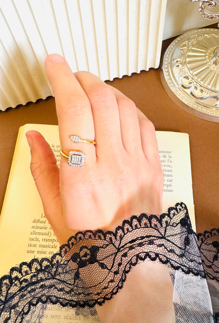 New double zircon ring (free size)