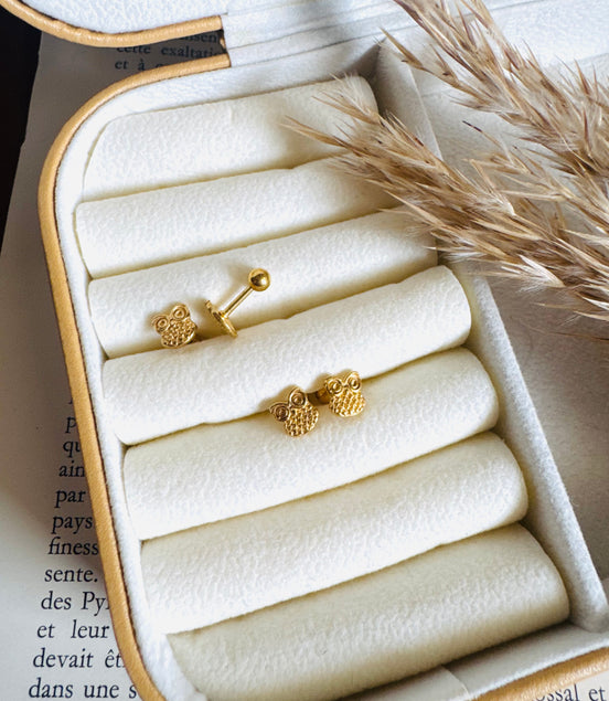 Trendy owl ball back earring