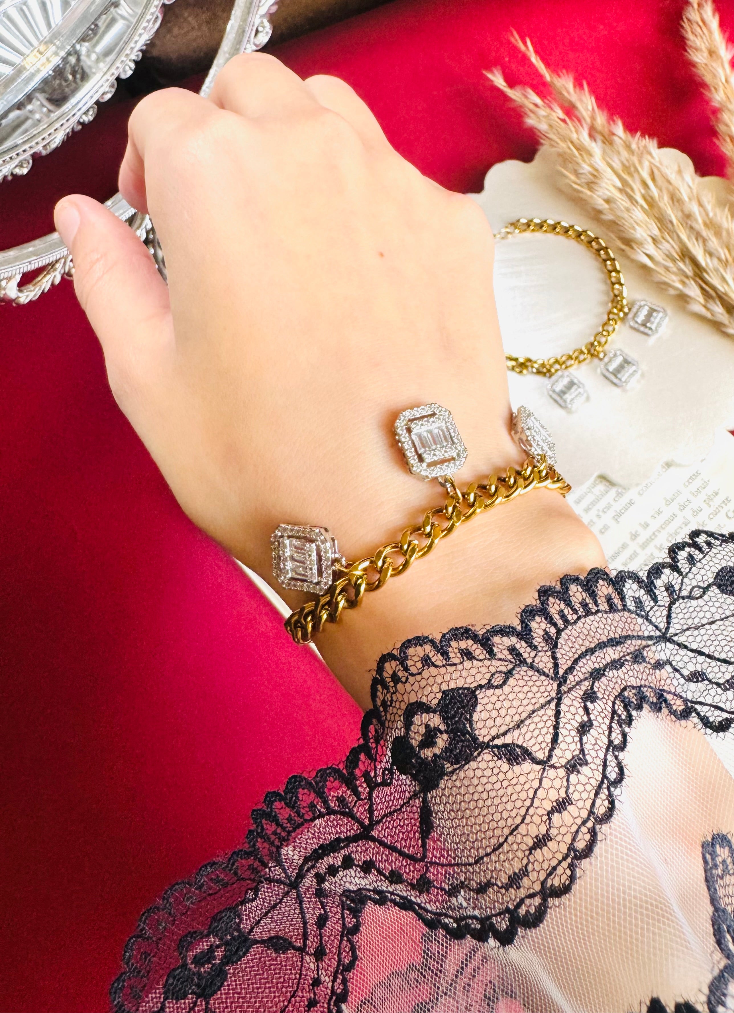 Square zircon bracelet