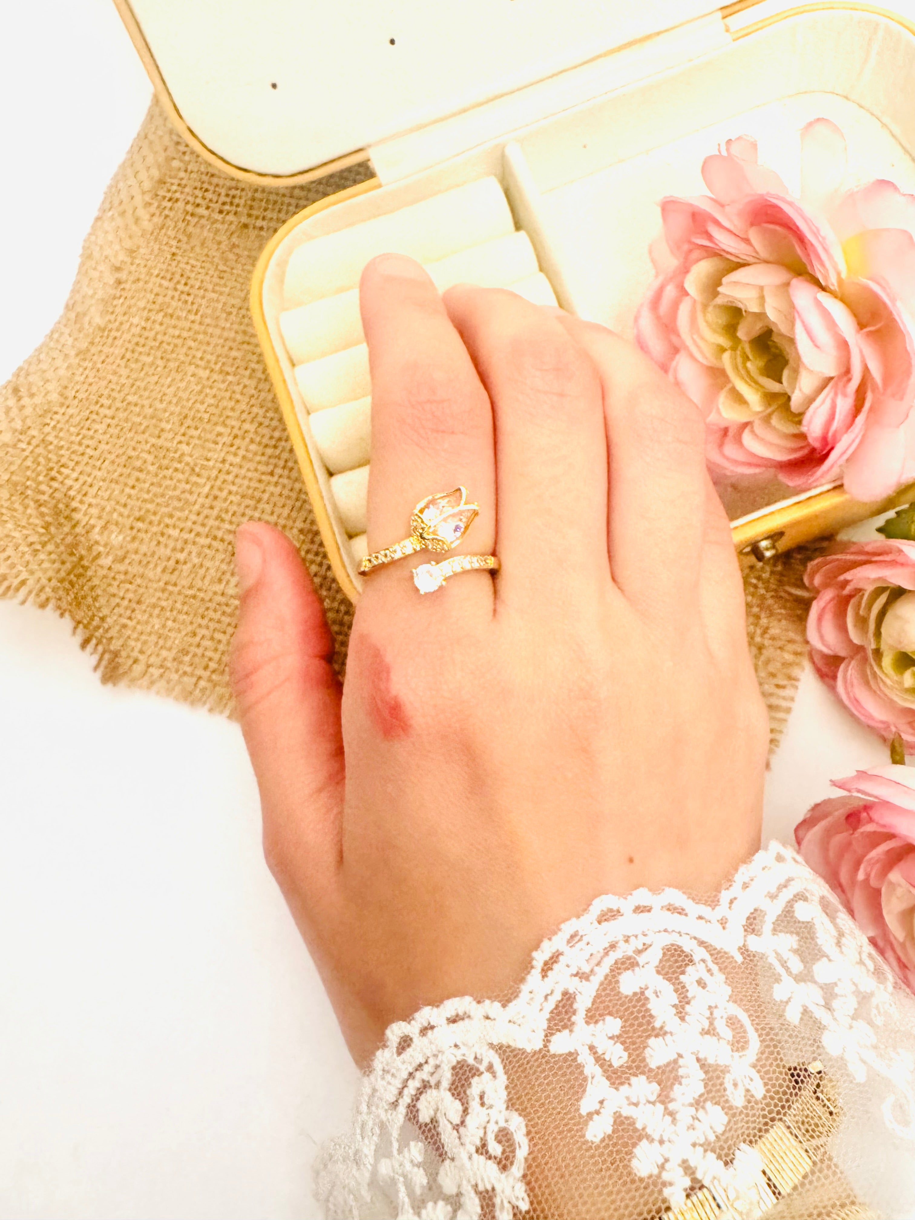 Pink tulip ring free size