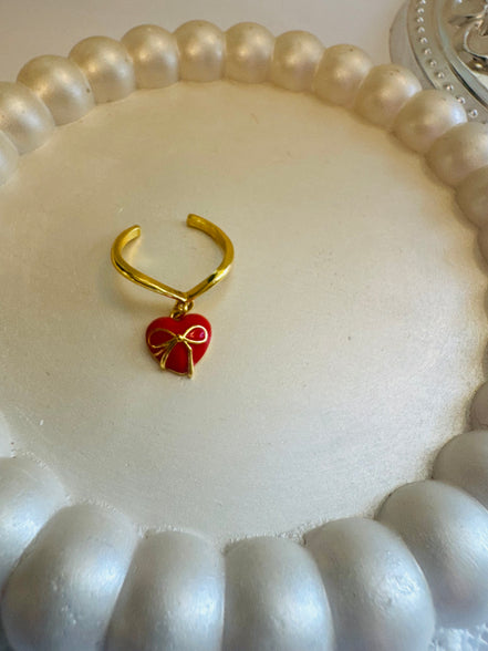 Red heart ring free size