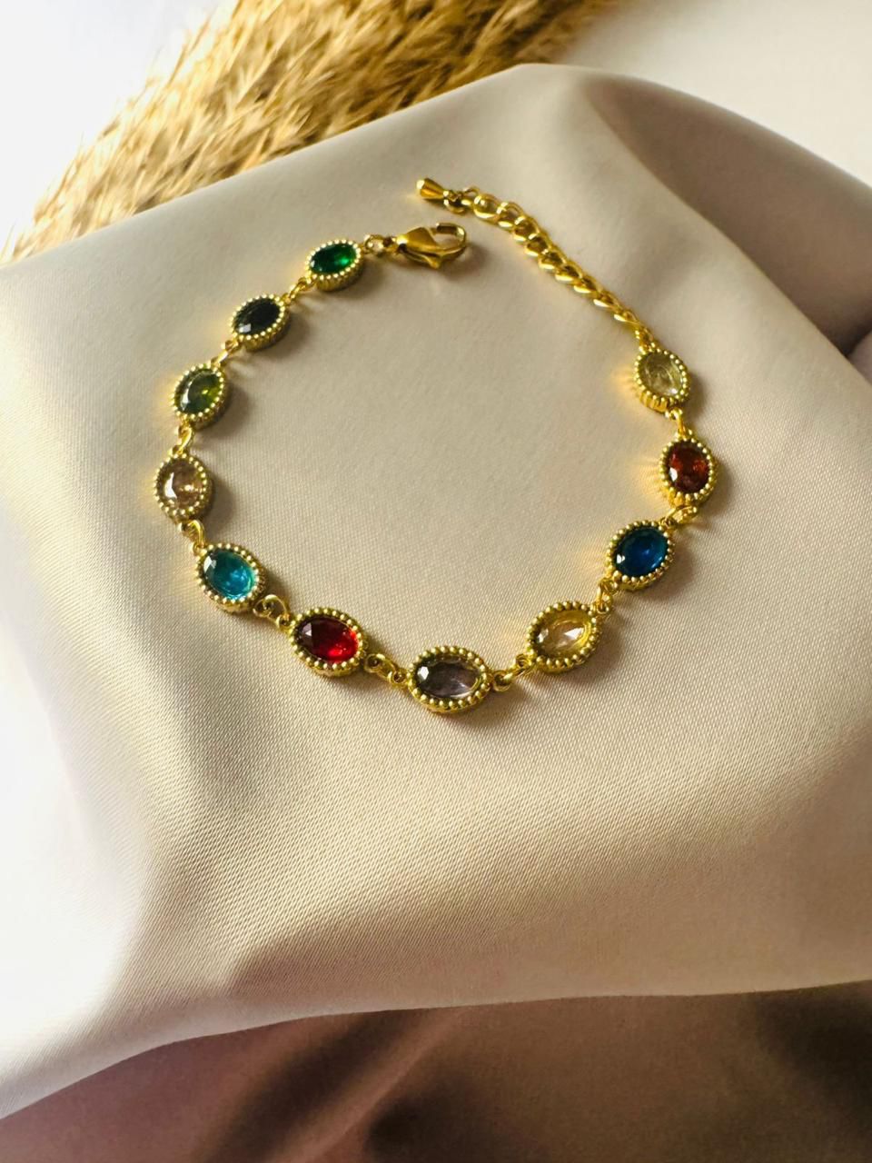 Ovel colourful zircon bracelet