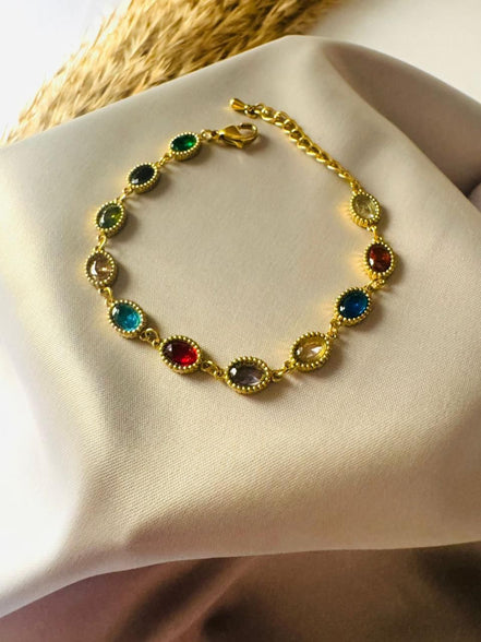 Ovel colourful zircon bracelet
