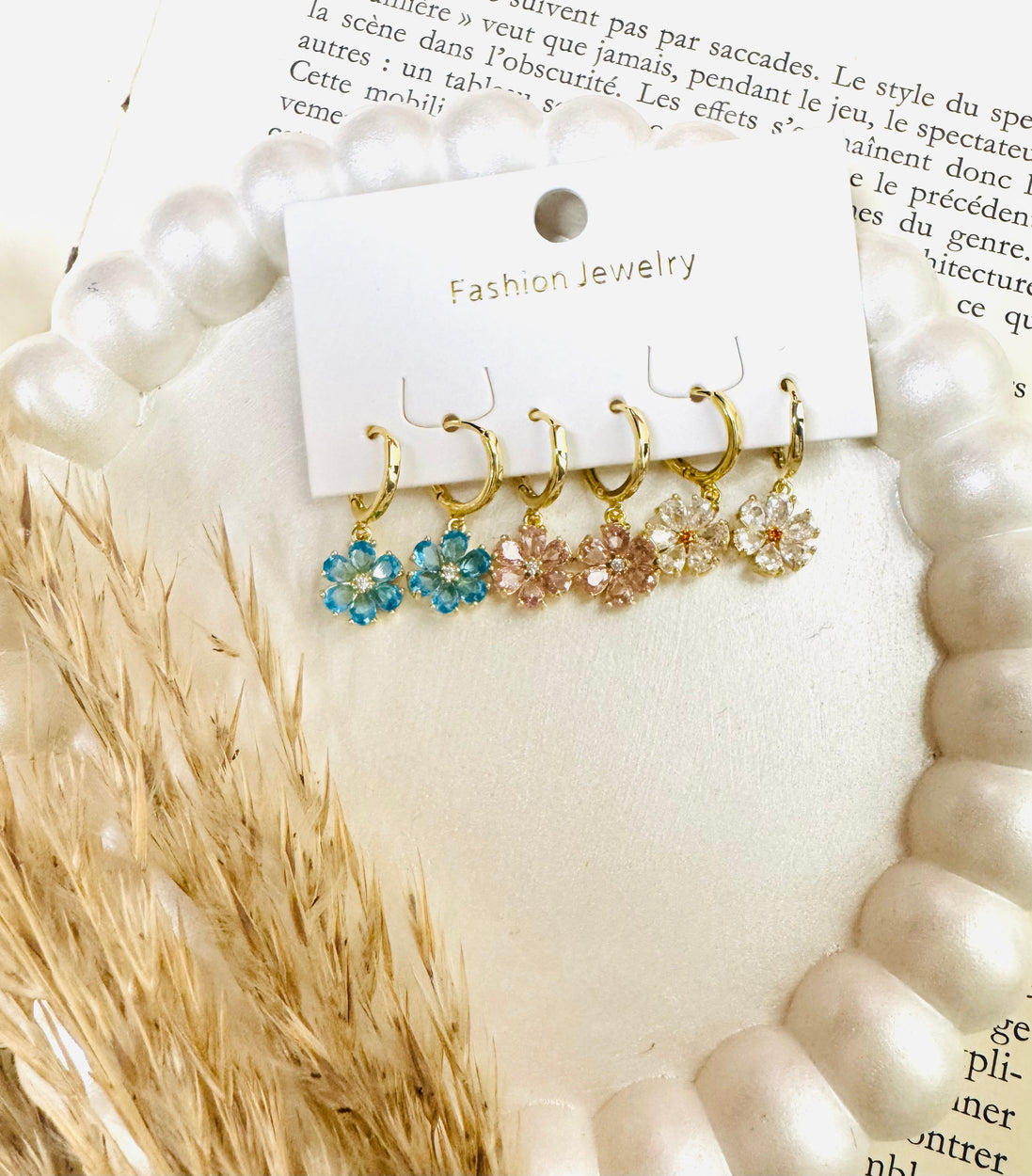 Flowers zircon set earrings