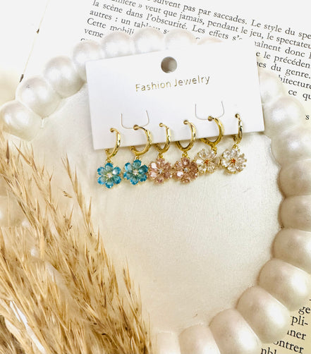 Flowers zircon set earrings