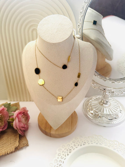 Gold & black long necklace