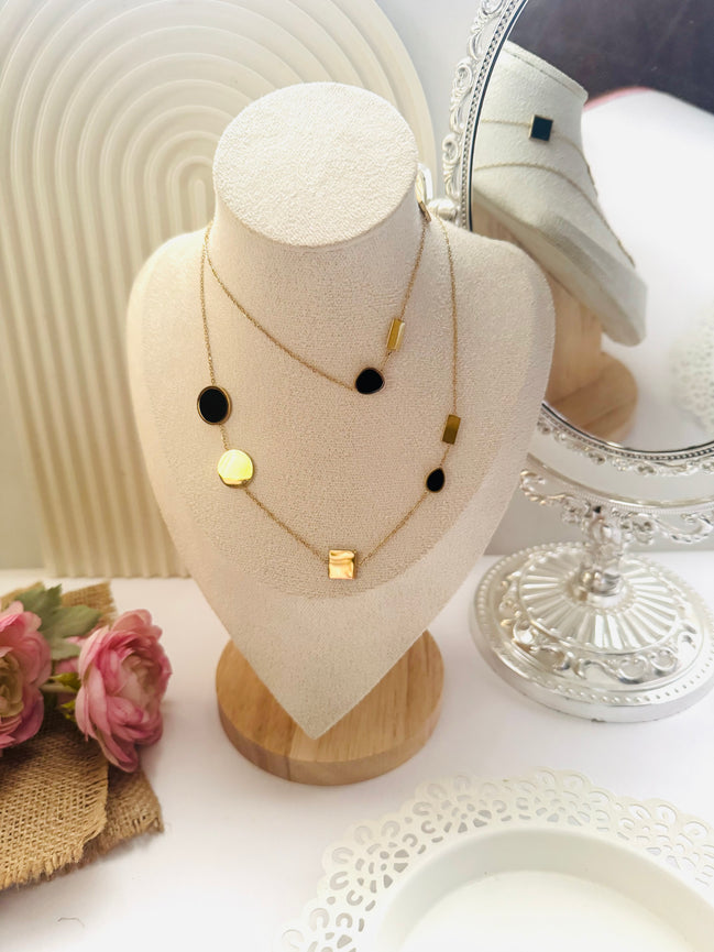 Gold & black long necklace