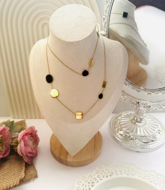 Gold & black long necklace