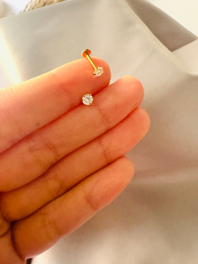 Simple zircon ball back earring