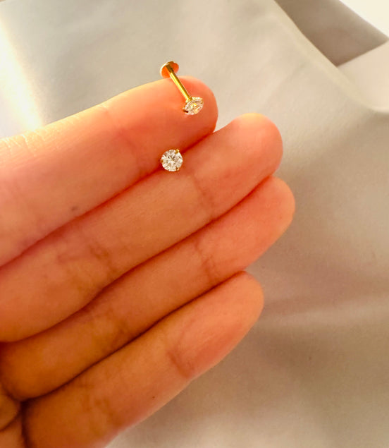 Simple zircon ball back earring