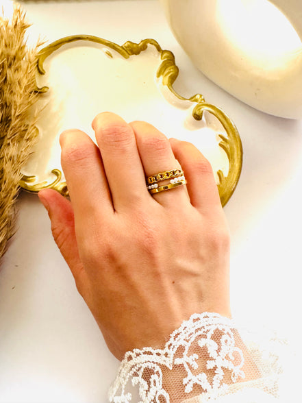 Three layer beads ring