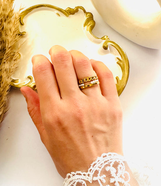 Three layer beads ring