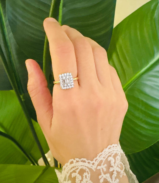 Silver zircon ring free size