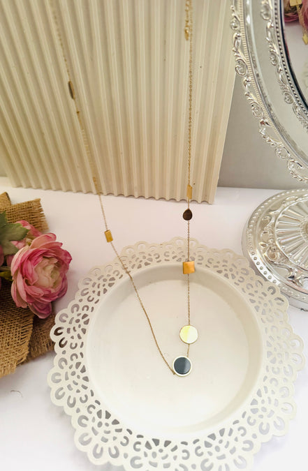 Gold & black long necklace
