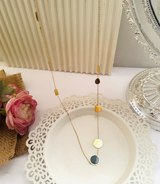 Gold & black long necklace