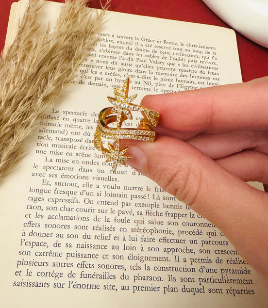 2 star zircon ring ( free size )