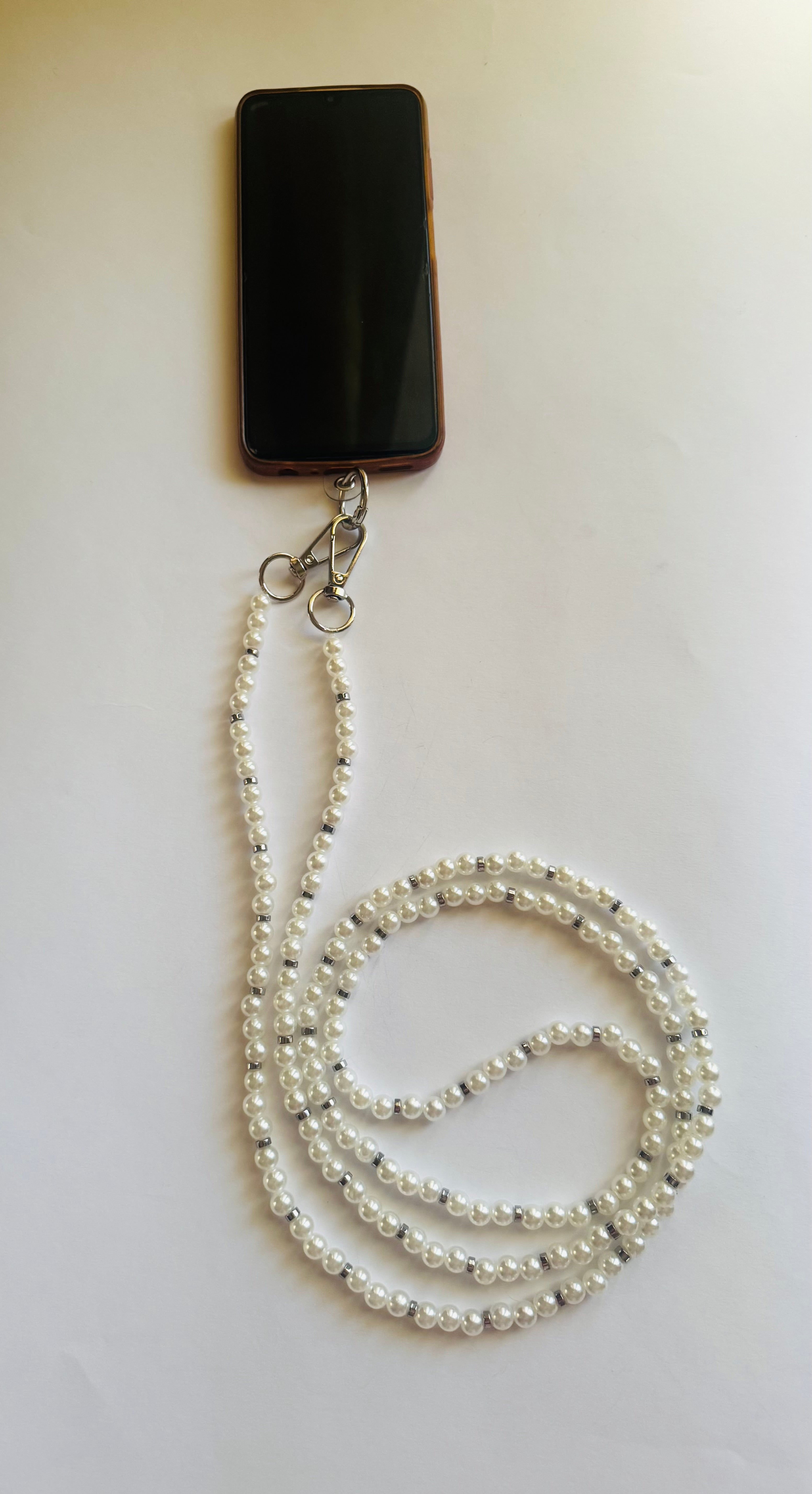 Silver & white mobile cord