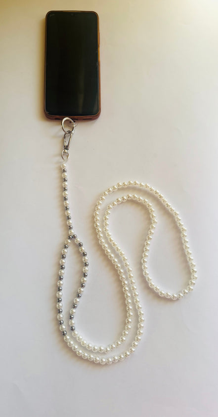Long silver & white mobile cord