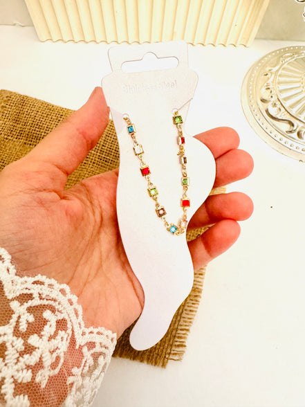Rainbow square anklet