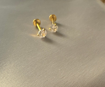 Simple zircon ball back earring