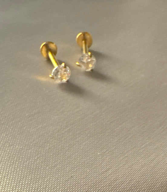 Simple zircon ball back earring