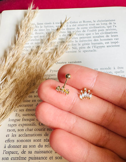 Crown ball back earring