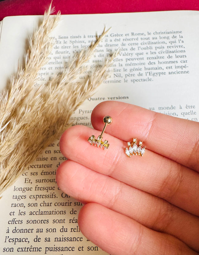 Crown ball back earring