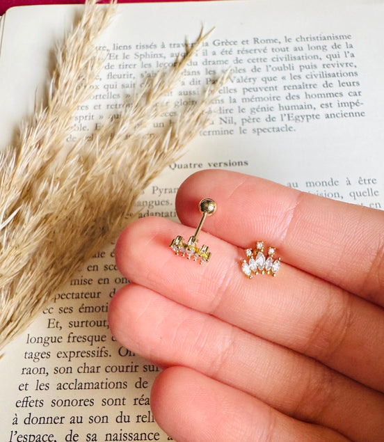 Crown ball back earring