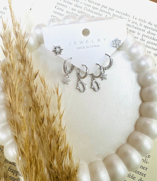 Silver set earring
