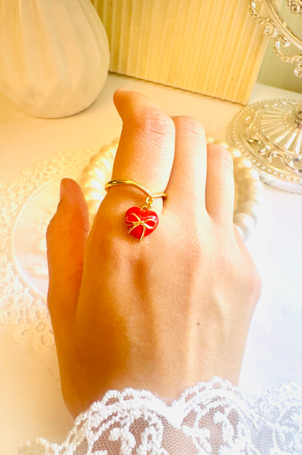 Red heart ring free size