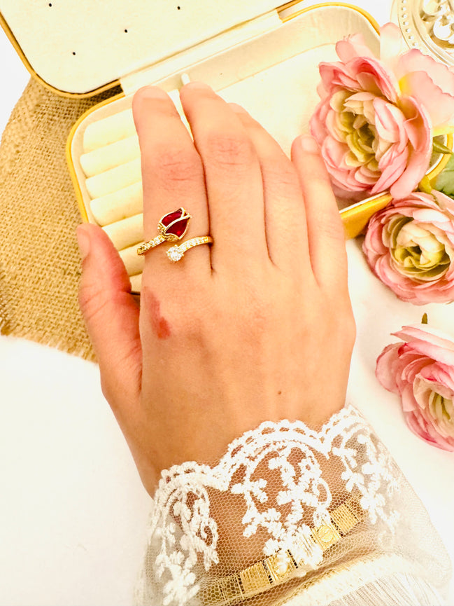 Red tulip ring free size