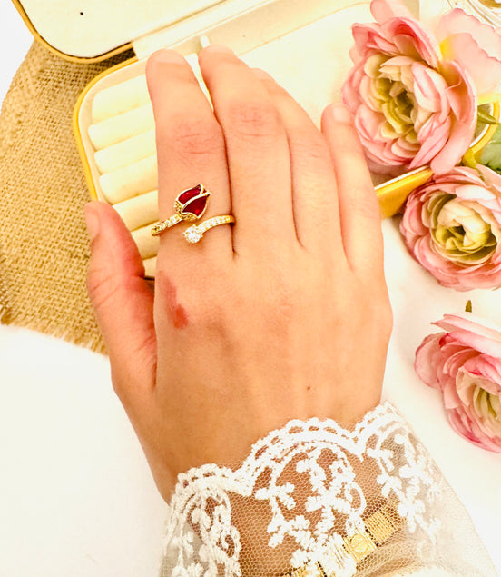 Red tulip ring free size