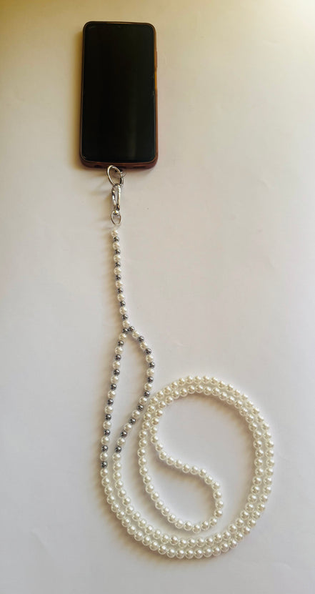 Long silver & white mobile cord