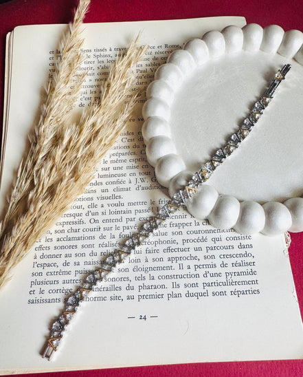 Silver & gold zircon triangle bracelet