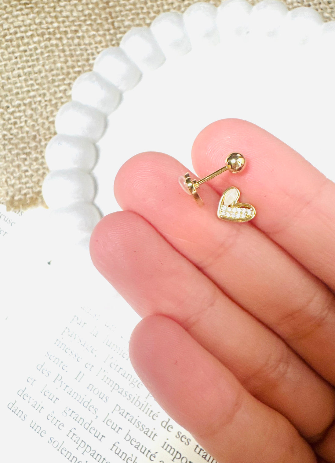 Heart ball back earring