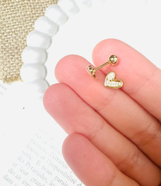 Heart ball back earring